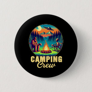 Camping Crew Camper Drinking Team Funny Bigfoot Al 6 Cm Round Badge