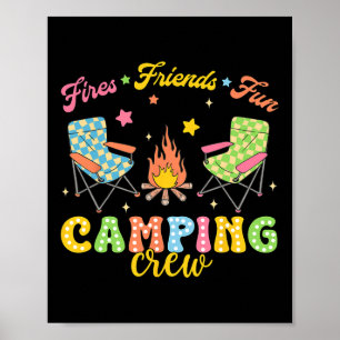 Camping Crew Family Friends Girls Kids Summer Vibe Poster