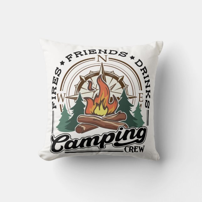 Camping Crew Fries Friends Drinks Cushion (Front)