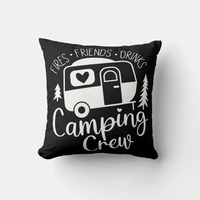 Camping Crew Fries Friends Drinks Cushion (Front)
