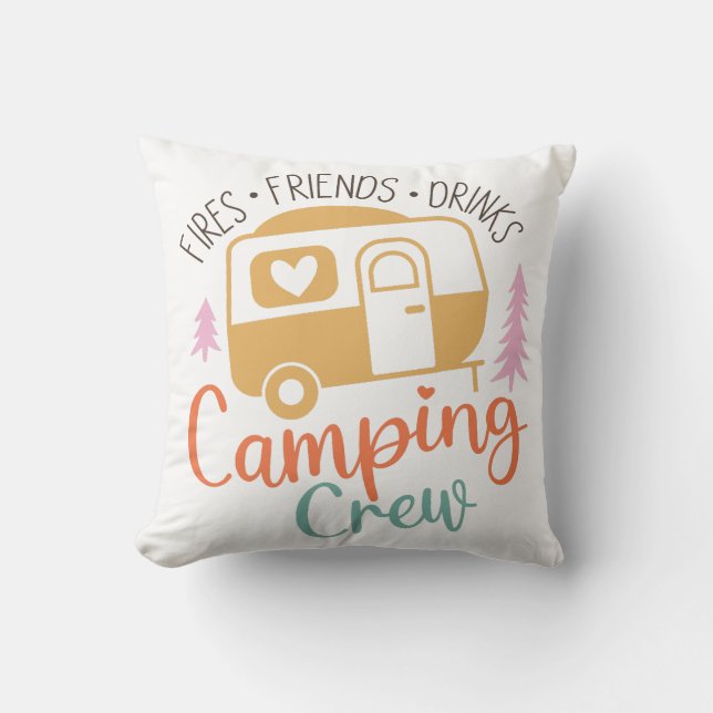 Camping Crew Fries Friends Drinks Cushion (Front)