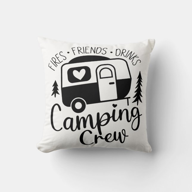 Camping Crew Fries Friends Drinks Cushion (Front)