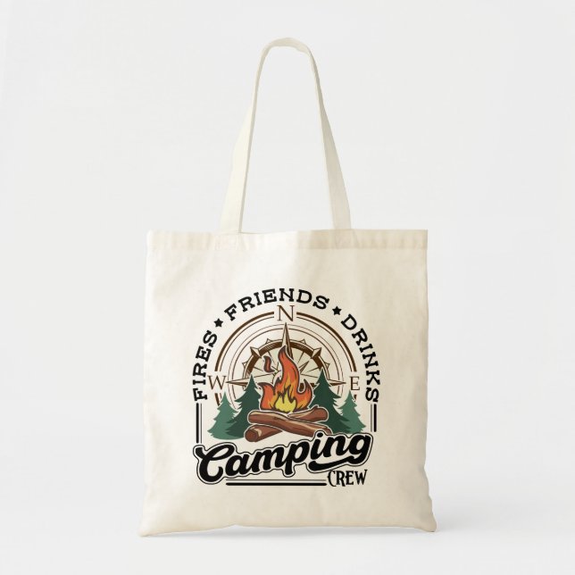 Camping Crew Fries Friends Drinks Tote Bag (Front)