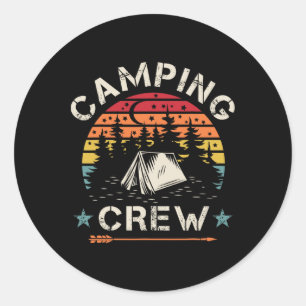 Camping Crew Retro Camper Classic Round Sticker