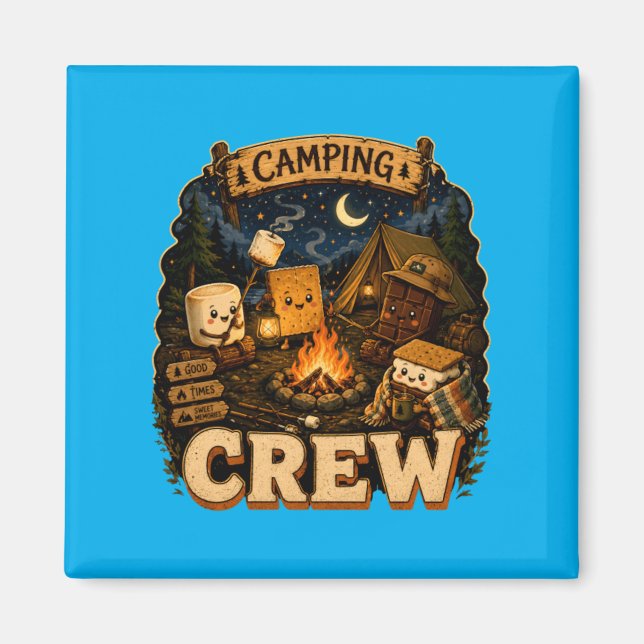 Camping Crew Smores Campfire Matching Trip Gift Magnet (Front)