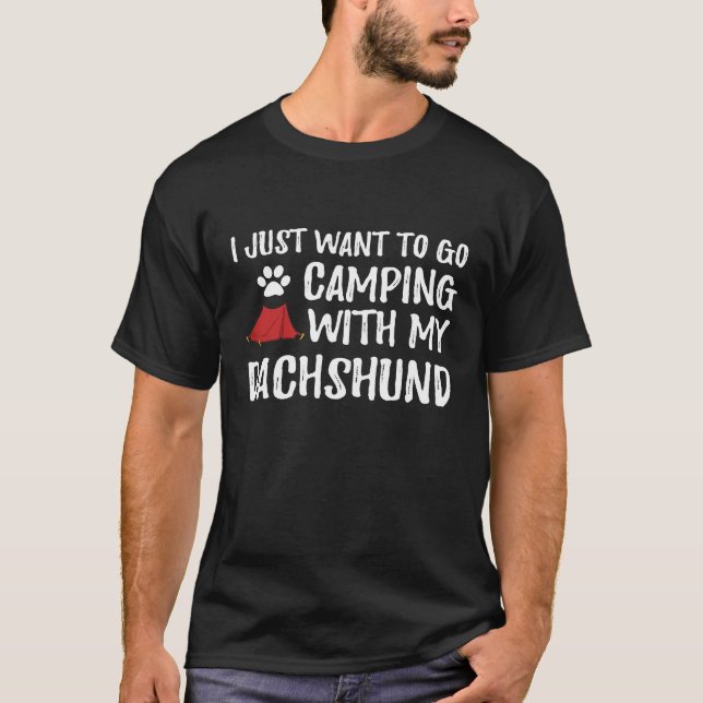 Camping Dachshund  For Funny Dog Mum Or Dog Dad Ca T-Shirt (Front)
