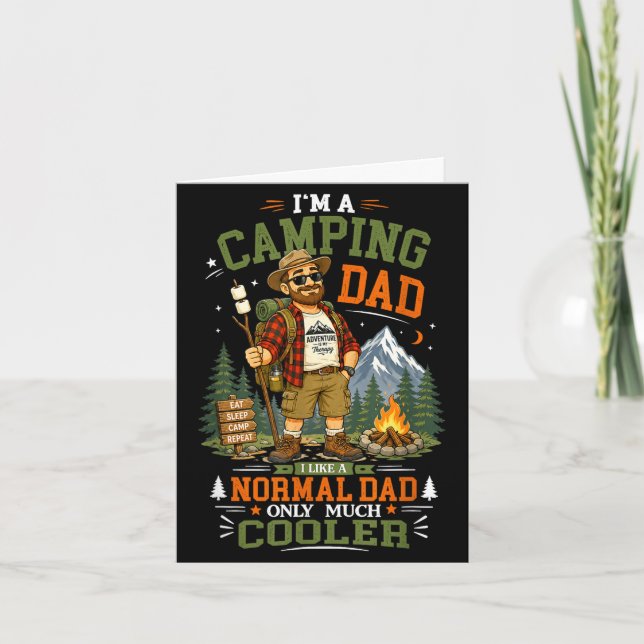 Camping dad adventure is therapy camper father card (Front)