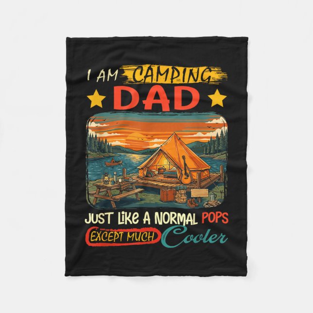 Camping dad definition much cooler father's day fleece blanket (Front)