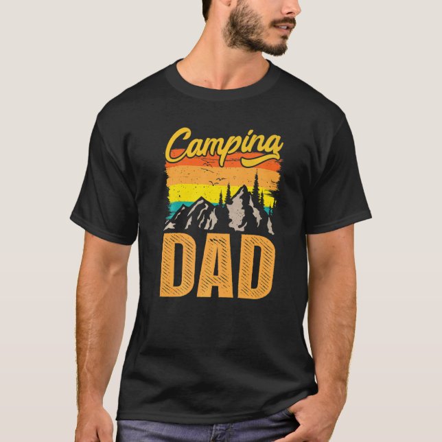 Camping Dad Mountains Camp Hiking T-Shirt (Front)