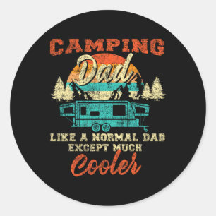 Camping Dad Pop Up Camper Rv Trailer Retro Vintage Classic Round Sticker