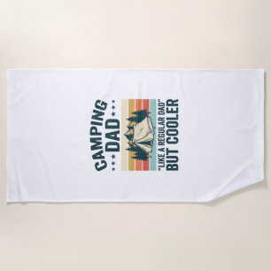 Camping Dad Vintage Retro Outdoor Vector Shirt Des Beach Towel