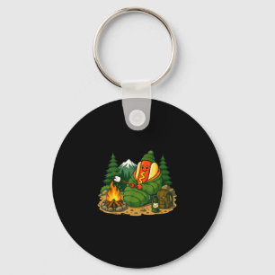 Camping dog funny camping hotdog cartoon sausage key ring
