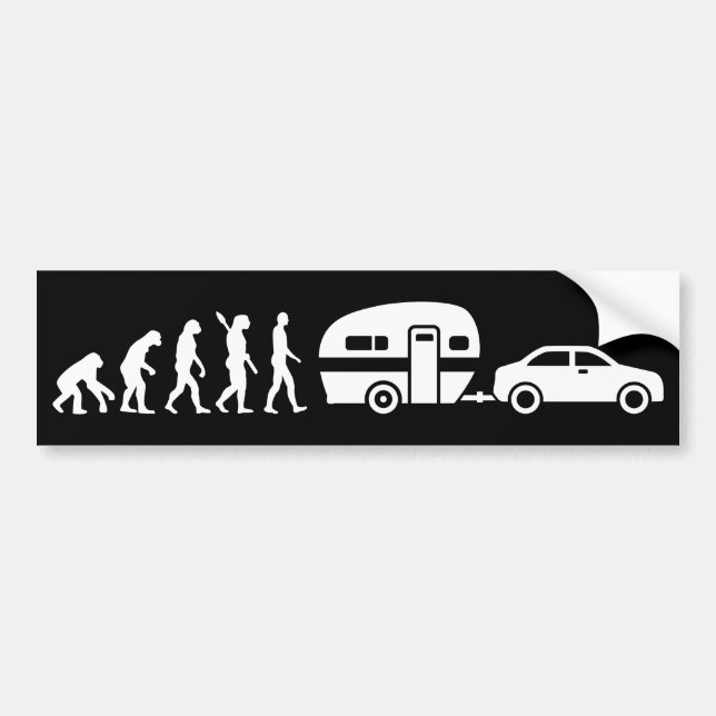 Camping evolution Caravan trailer Bumper Sticker (Front)