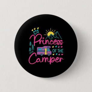Camping Family Girl Campervan Motorhome Princess C 6 Cm Round Badge