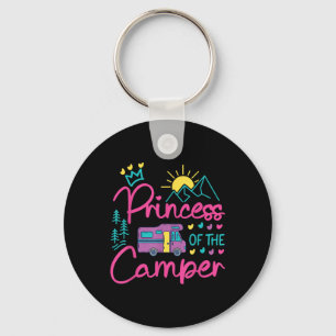 Camping Family Girl Campervan Motorhome Princess C Key Ring