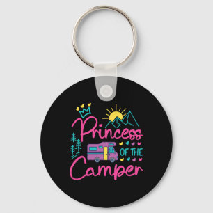 Camping Family Girl Campervan Motorhome Princess C Key Ring