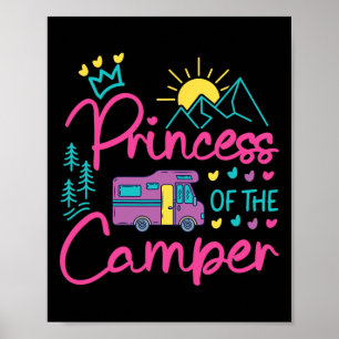 Camping Family Girl Campervan Motorhome Princess C Poster