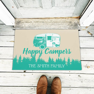 Camping Family Happy Campers Trailer & Forest Doormat