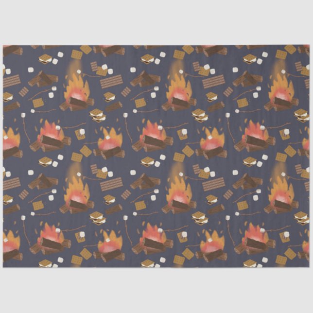 Camping Fire Outdoor Adventure & Marshmallows Tissue Paper (Front)