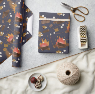 Camping Fire Outdoor Adventure & Marshmallows Wrapping Paper