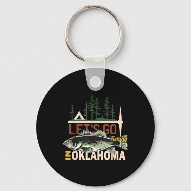 Camping Fishing In Oklahoma - Nature Oklahoma Fish Key Ring (Front)