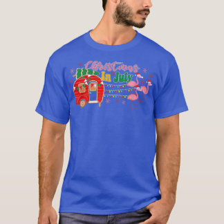 Camping Flamingos Christmas in July T-Shirt