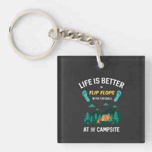 Camping - Flip Flops With Fireball Key Ring