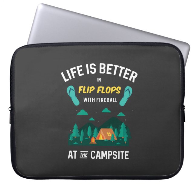 Camping - Flip Flops With Fireball Laptop Sleeve (Front)