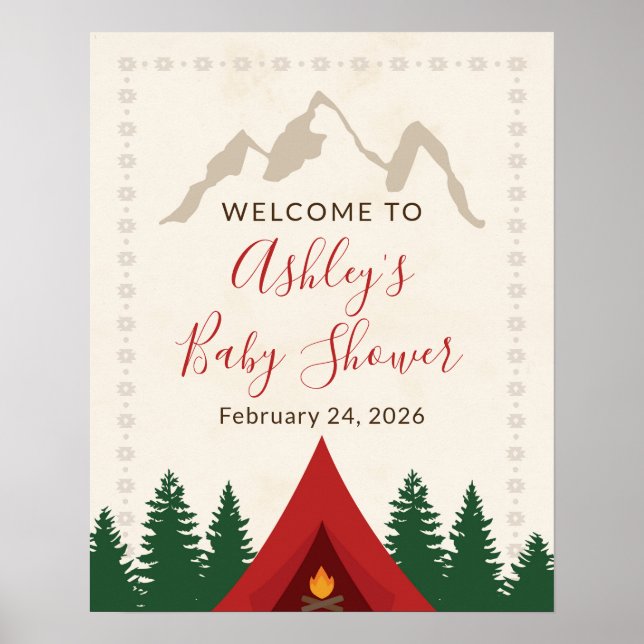 Camping Forest Baby Shower Welcome Sign (Front)