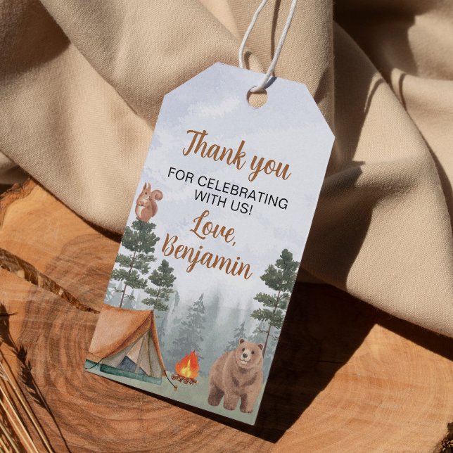 Camping Forest Birthday Party Thank You Tag (Creator Uploaded)