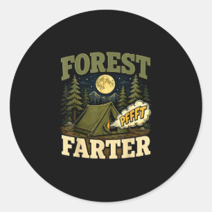 Camping forest farter tent humour  classic round sticker