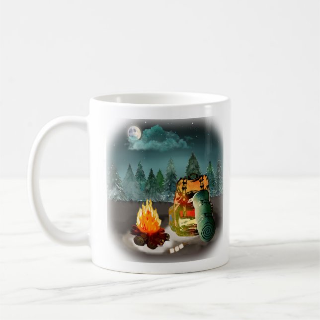 Camping Forest Night Adventure Coffee Mug (Left)