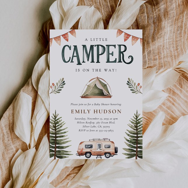 Camping Forest Watercolor Baby Shower Invitation (Creator Uploaded)