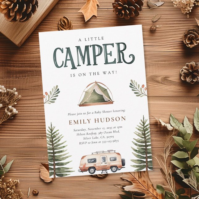 Camping Forest Watercolor Baby Shower Invitation (Creator Uploaded)