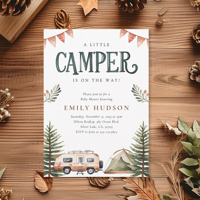 Camping Forest Watercolor Baby Shower Invitation (Creator Uploaded)