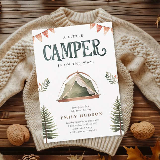 Camping Forest Watercolor Baby Shower Invitation (Creator Uploaded)