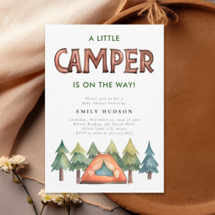 Camping Forest Watercolor Baby Shower Invitation