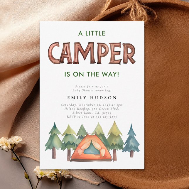 Camping Forest Watercolor Baby Shower Invitation (Creator Uploaded)