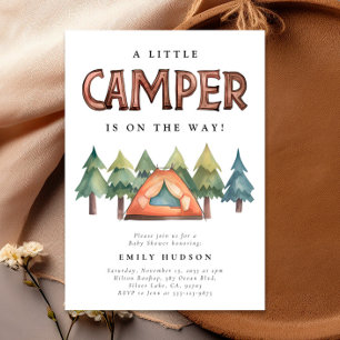 Camping Forest Watercolor Baby Shower Invitation