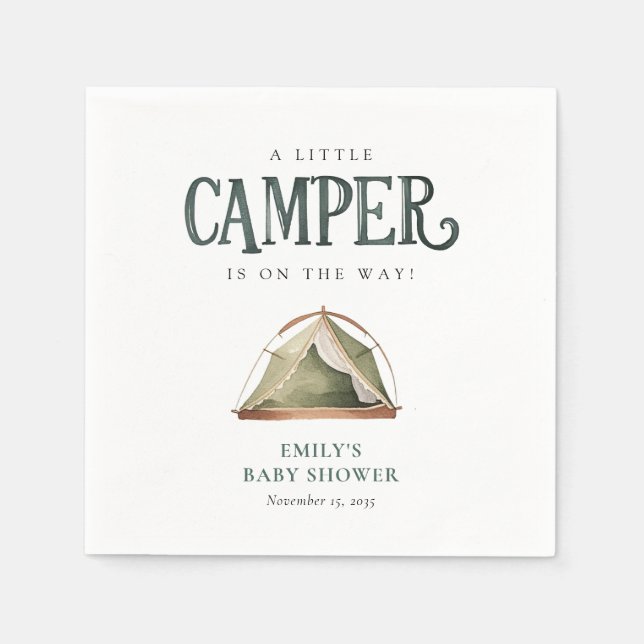 Camping Forest Watercolor Baby Shower Napkin (Front)