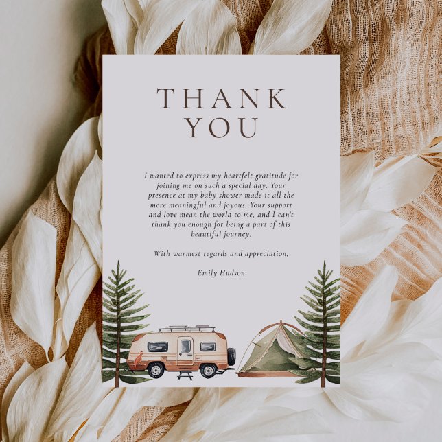 Camping Forest Watercolor Baby Shower Thank You Card (Creator Uploaded)