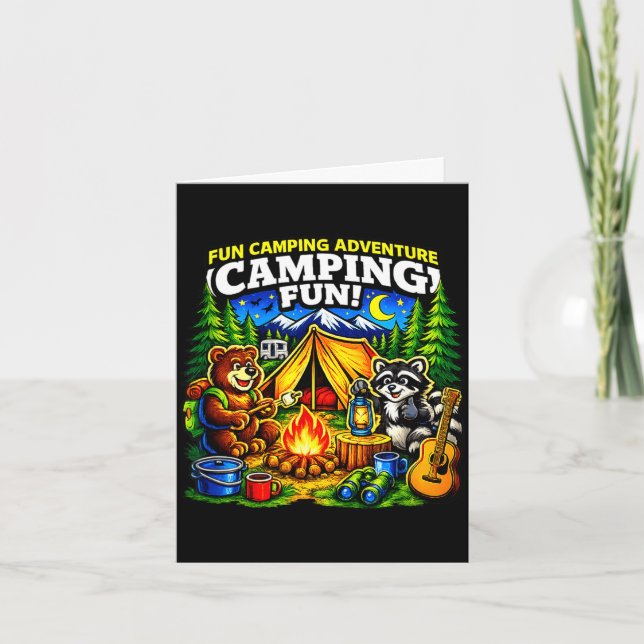 Camping fun adventure funny campfire outdoor  card (Front)