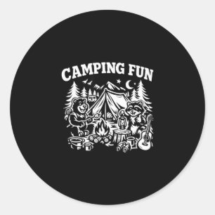 Camping fun adventure funny campfire outdoor  classic round sticker