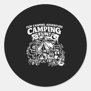 Camping fun adventure funny campfire outdoor  classic round sticker