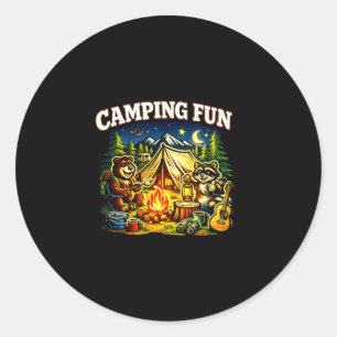 Camping fun adventure funny campfire outdoor  classic round sticker