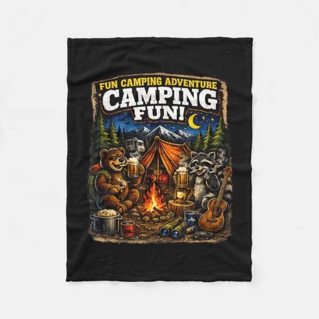 Camping fun adventure funny campfire outdoor  fleece blanket (Front)