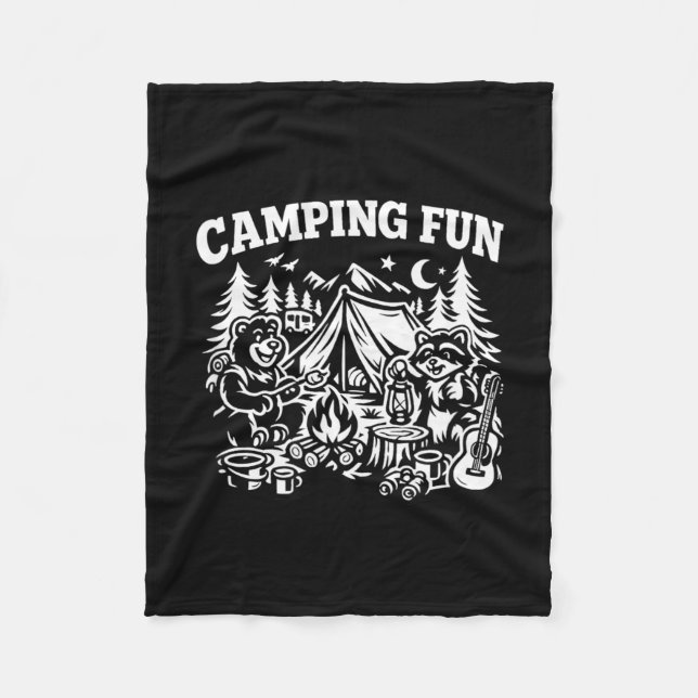Camping fun adventure funny campfire outdoor  fleece blanket (Front)