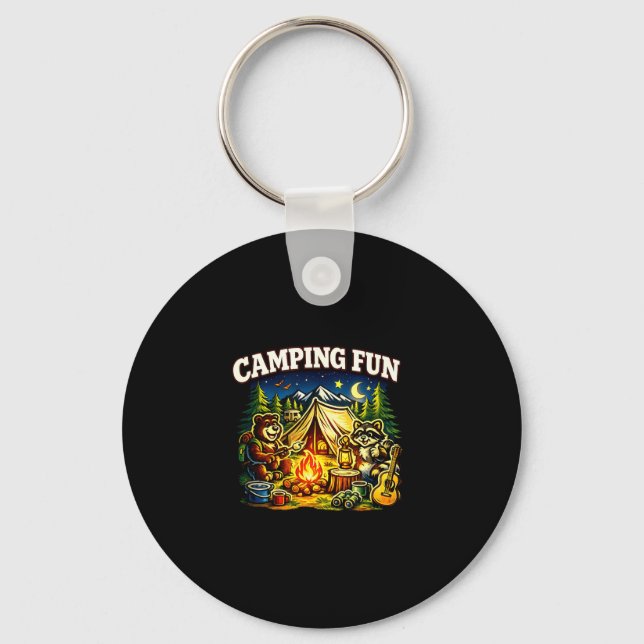 Camping fun adventure funny campfire outdoor  key ring (Front)