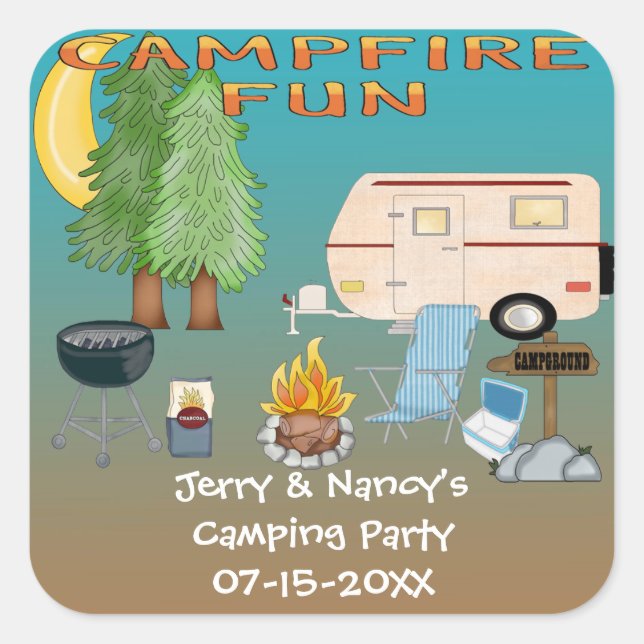 Camping Fun Favour Stickers (Front)