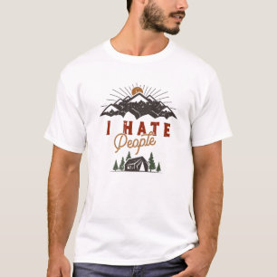 Camping Funny I Hate People Retro Graphic Hiker Ca T-Shirt